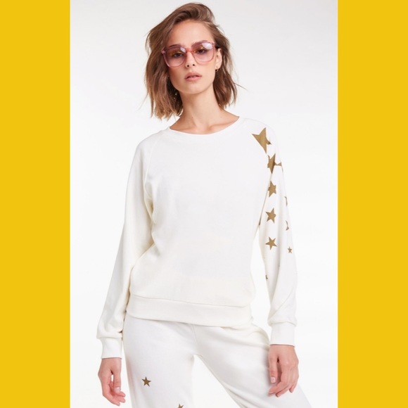Wildfox Fiona Crewneck Falling Stars Sweatshirt - Picture 2 of 7